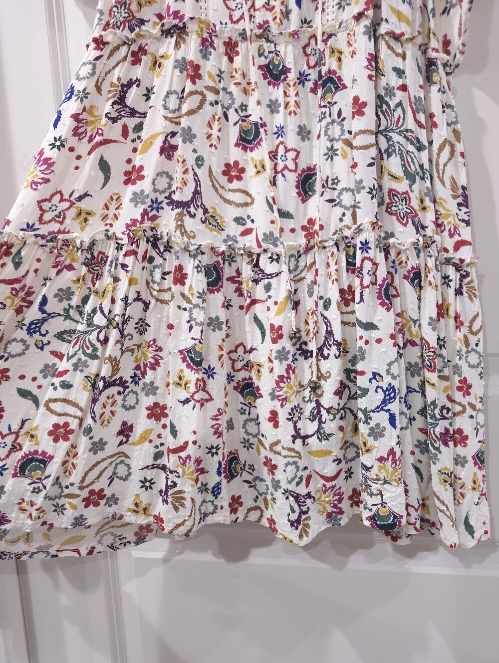 OLIVACEOUS Boho Tiered Floral Mini Dress | Effortless Festival & Resort Style, L - Picture 8 of 16